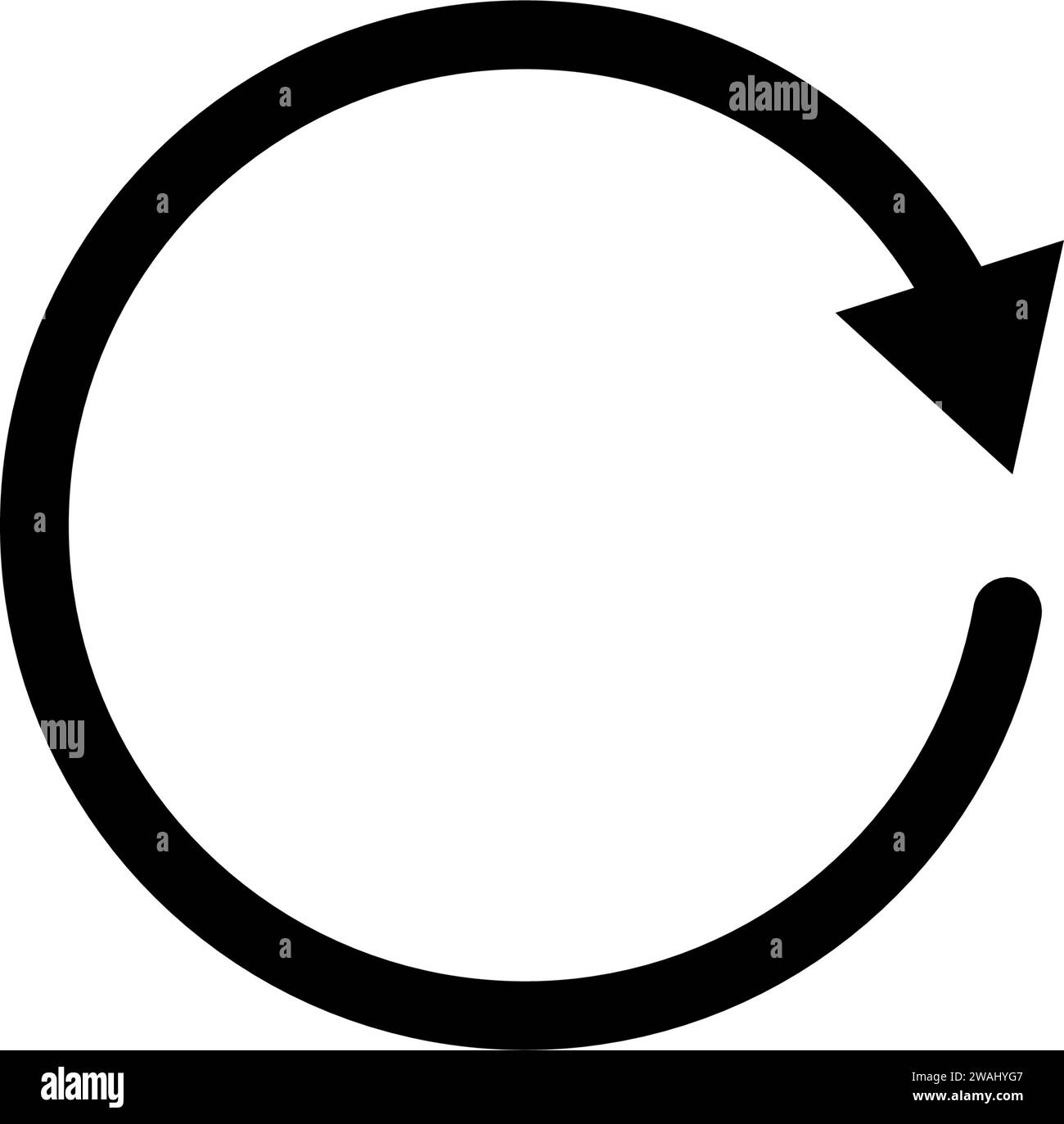 One circle arrow icon. Round reload, restart, recycle and repeat symbol. One arrow in loop. Round reload sign, repeat icon. Vector illustration Stock Vector