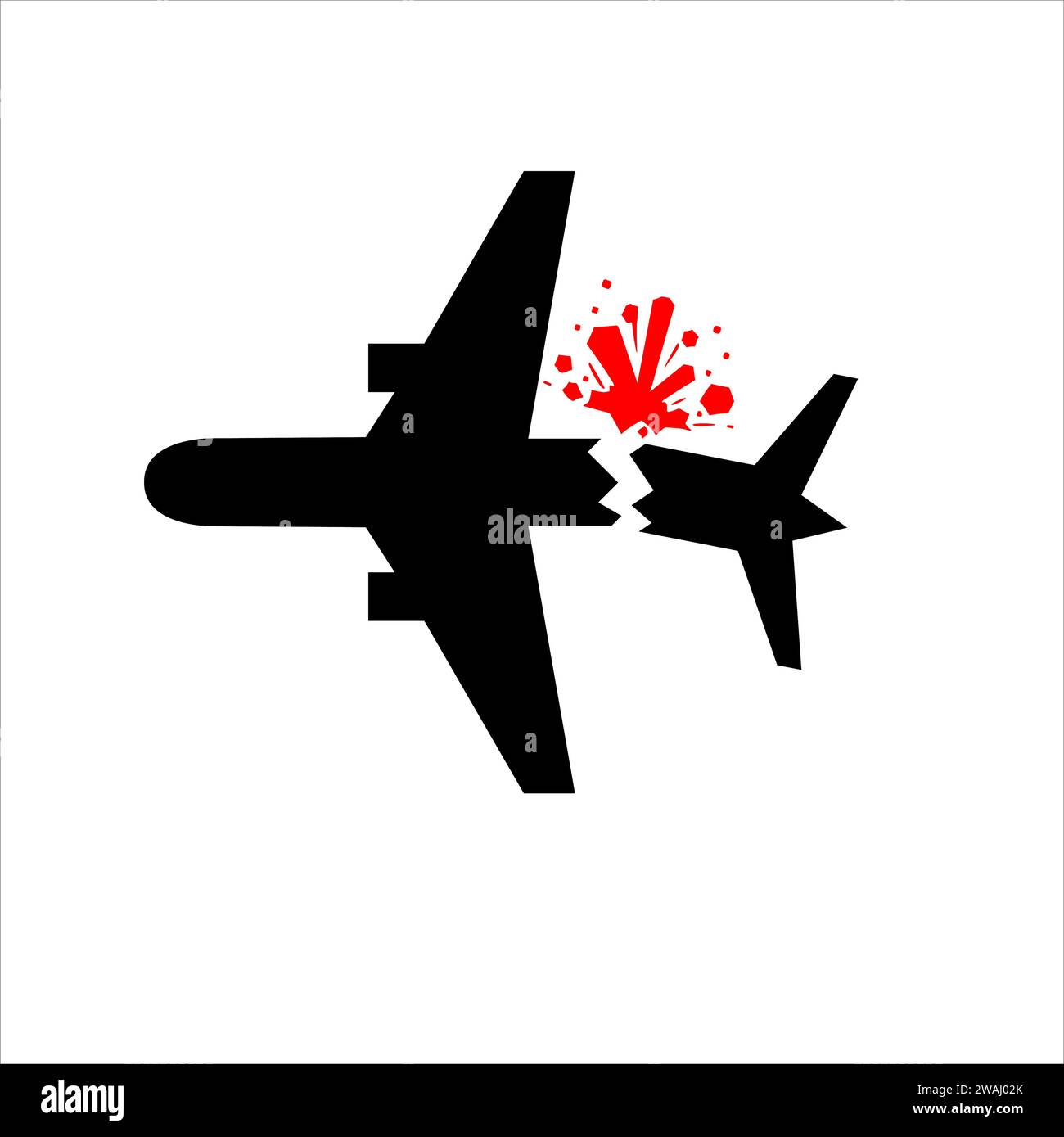 Vector Plane crash accident silhouette illustration icon Stock Vector