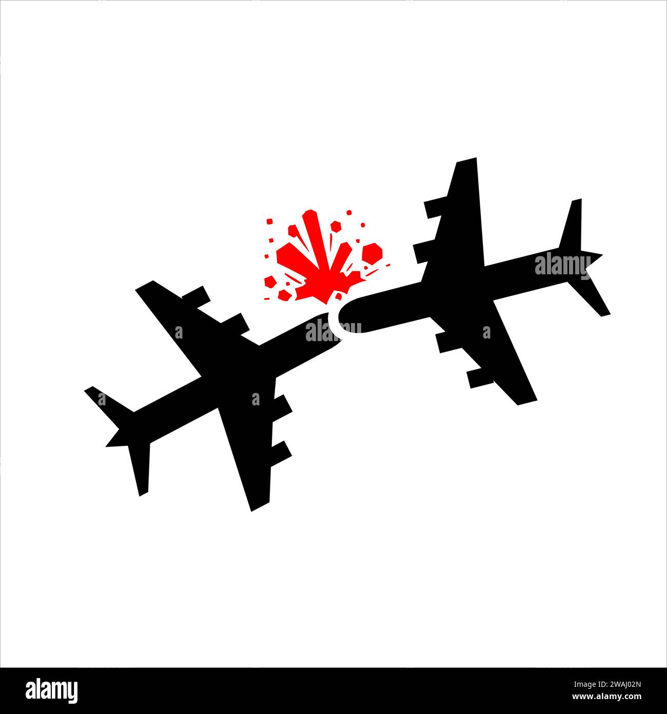 Vector Plane crash accident silhouette illustration icon Stock Vector
