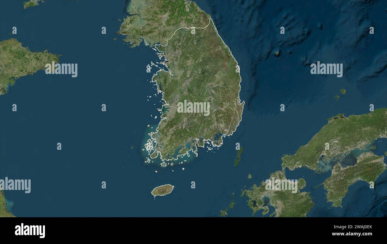 South Korea outlined on a high resolution satellite map Stock Photo - Alamy