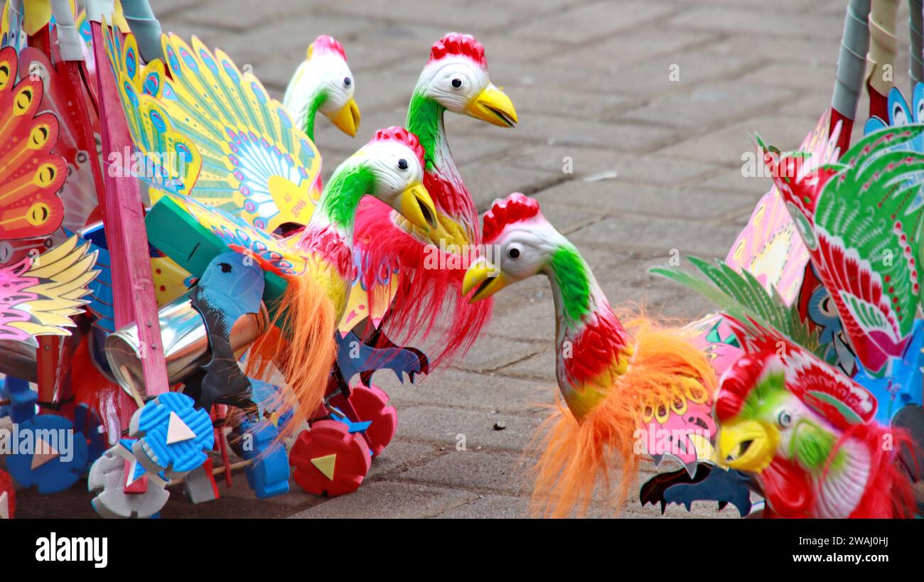 Indonesian children's traditional toy, shaped like an animal with wheels, the toy will make a sound when it is run. Stock Photo