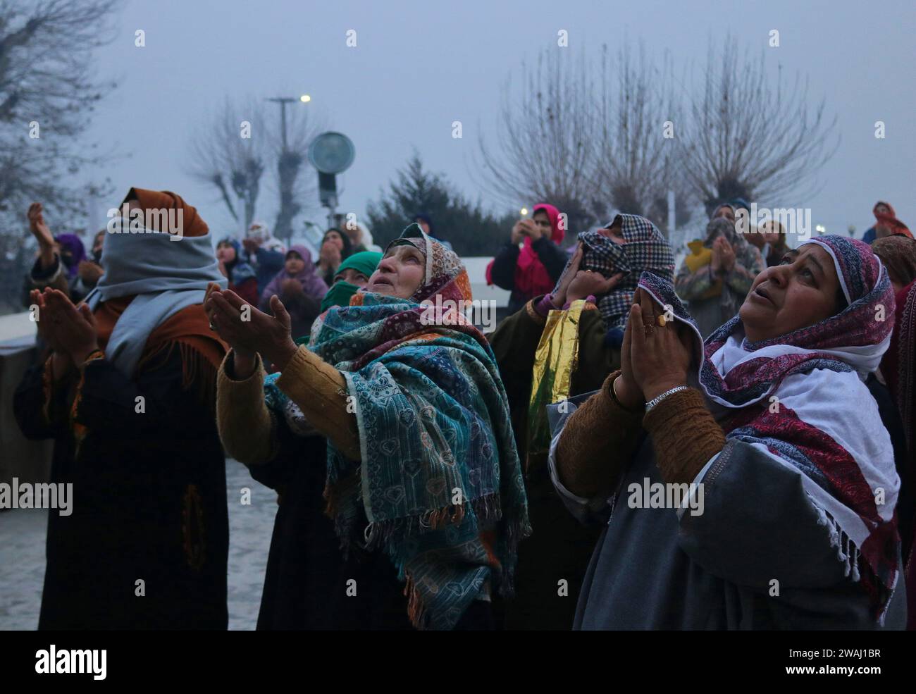 Srinagar Kashmir, India. 05th Jan, 2024. Kashmiri Muslim women pray as ...