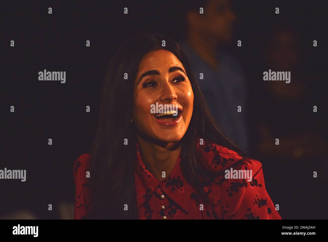 Mumbai, India. 04th Jan, 2024. Indian actress Katrina Kaif is reacting during a press conference for her upcoming Indian romantic thriller movie 'Merry Christmas' in Mumbai, India, on January 4, 2024. (Photo by Indranil Aditya/NurPhoto)0 Credit: NurPhoto SRL/Alamy Live News Stock Photo