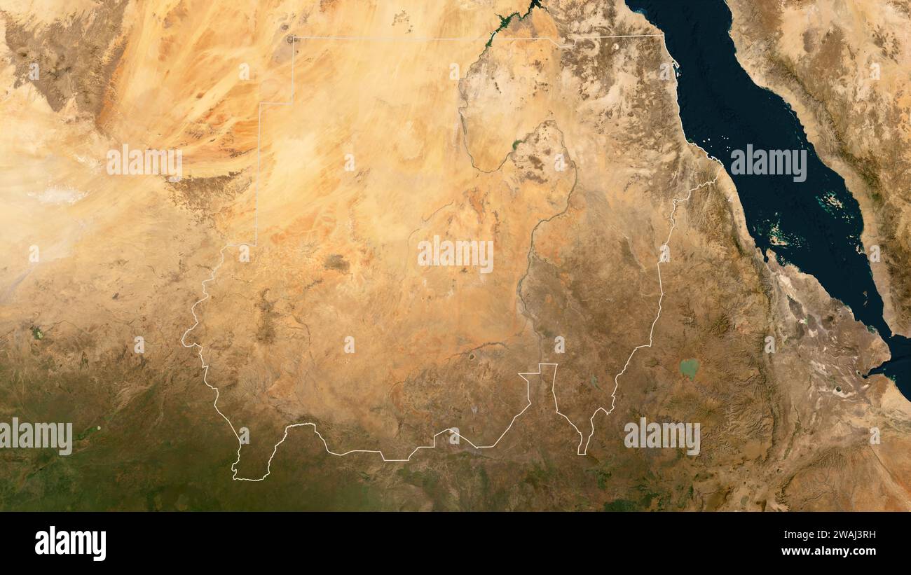 Sudan outlined on a low resolution satellite map Stock Photo - Alamy