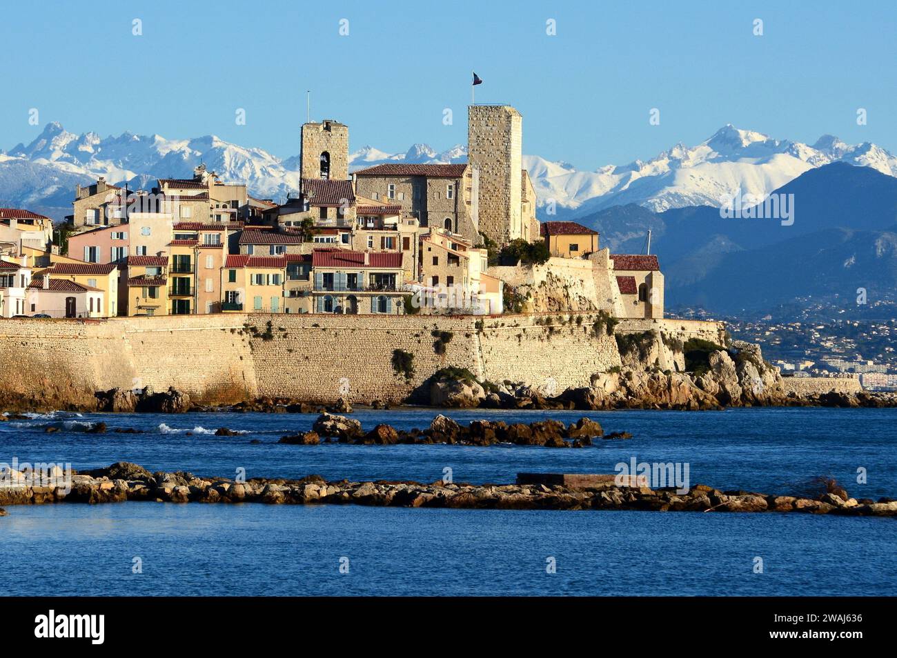 France French Riviera Antibes The Old Town With Its Ramparts And The france-french-riviera-antibes-the-old-town-with-its-ramparts-and-the