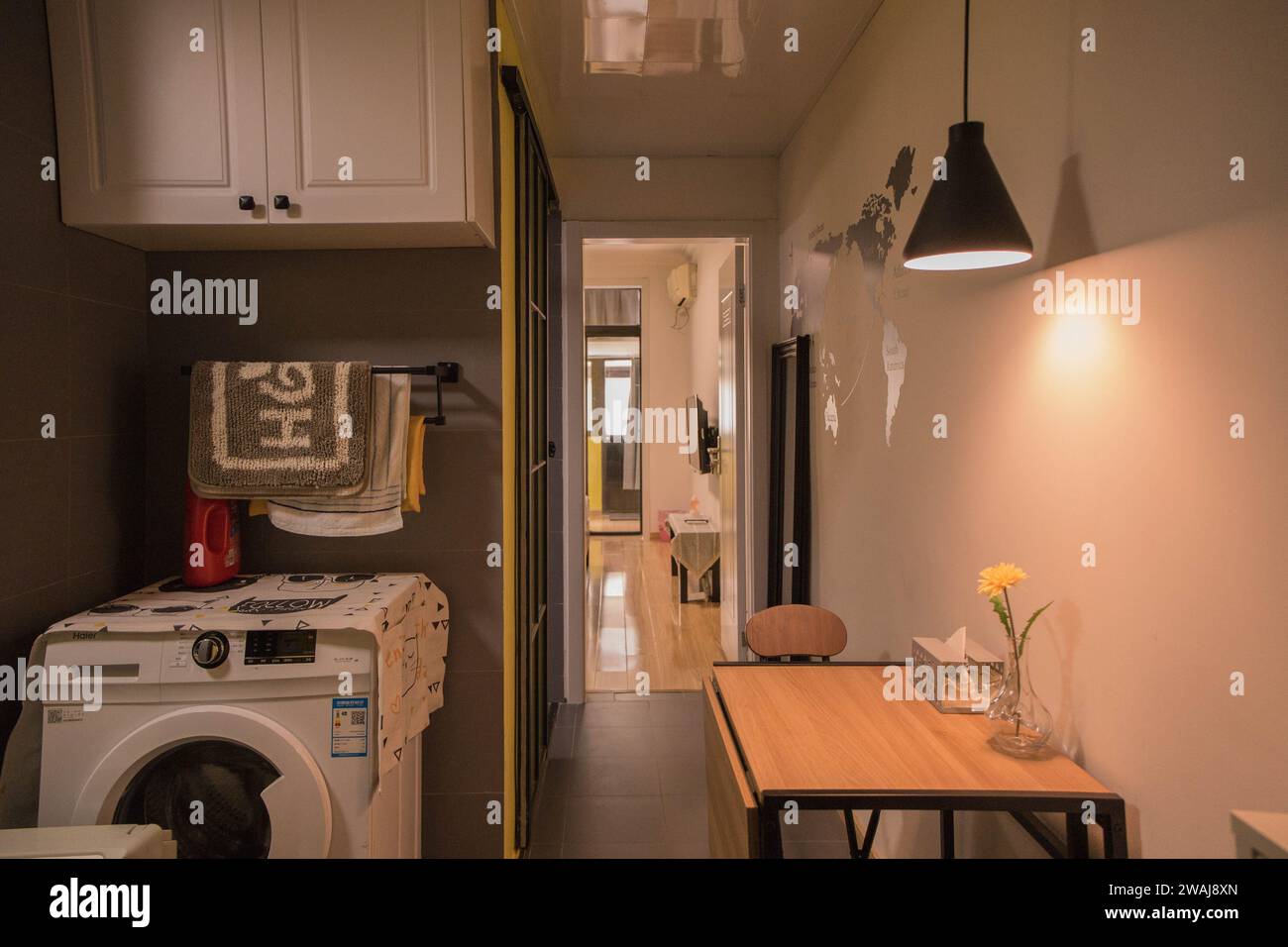 An interior of a cozy laundry room design Stock Photo - Alamy