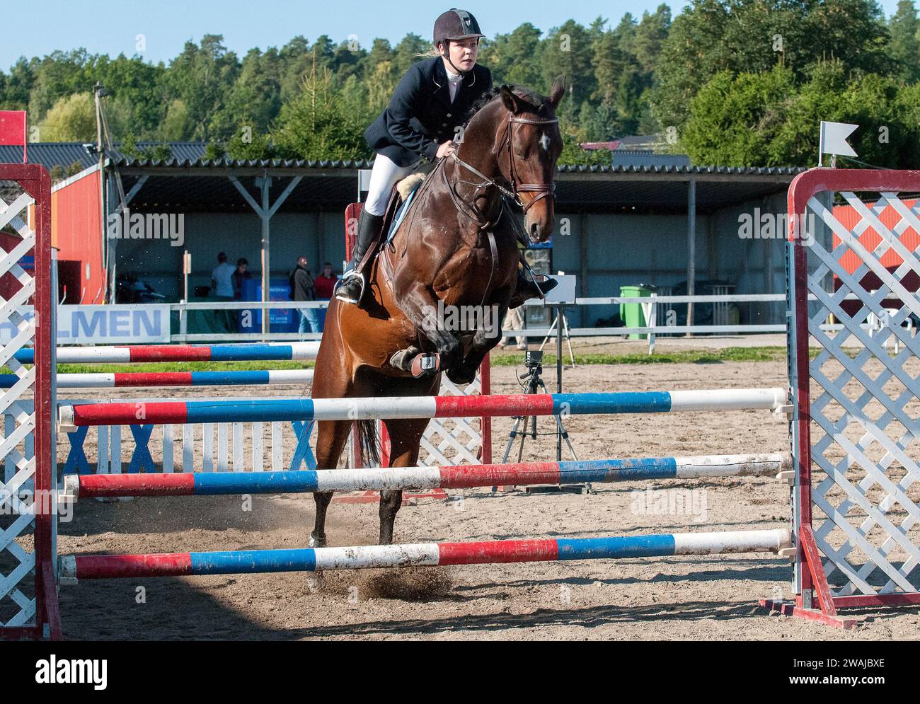 Show-jumping competition in Sweden Stock Photo