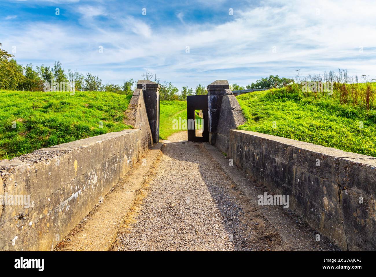 Gate to the 19th century Reigate Fort, Surrey, England Stock Photo