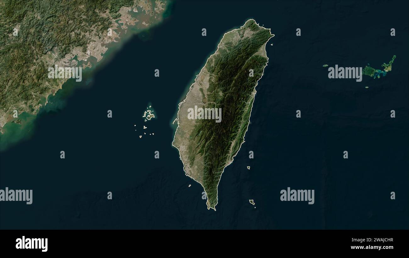 Taiwan outlined on a low resolution satellite map Stock Photo - Alamy