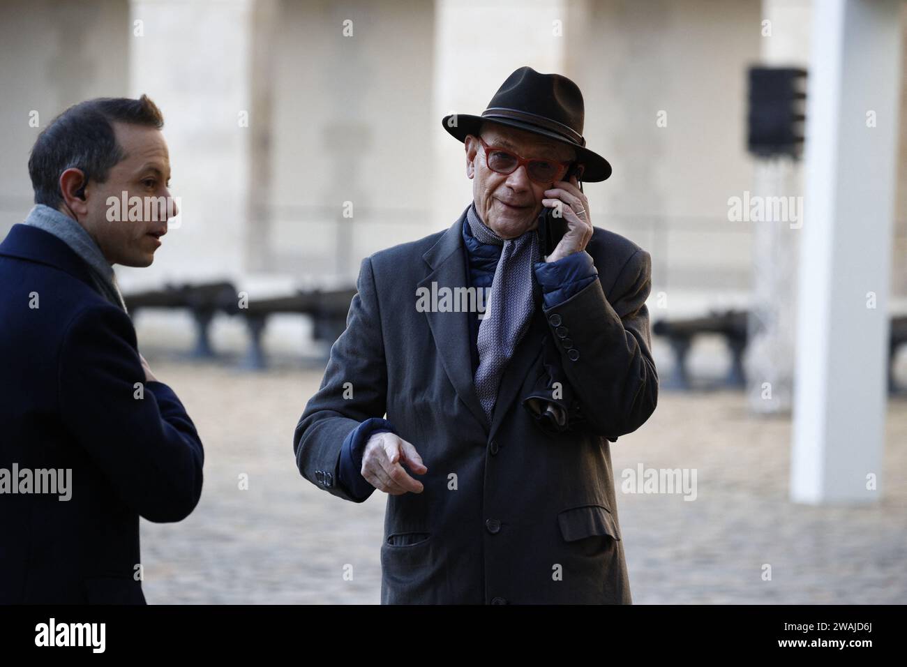 Paris, France. 05th Jan, 2024. Pascal Lamy during a national homage for ...