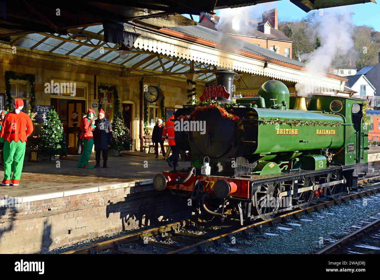 Newly restored GWR pannier tank 7754 ready to haul a Santa special Christmas train at the