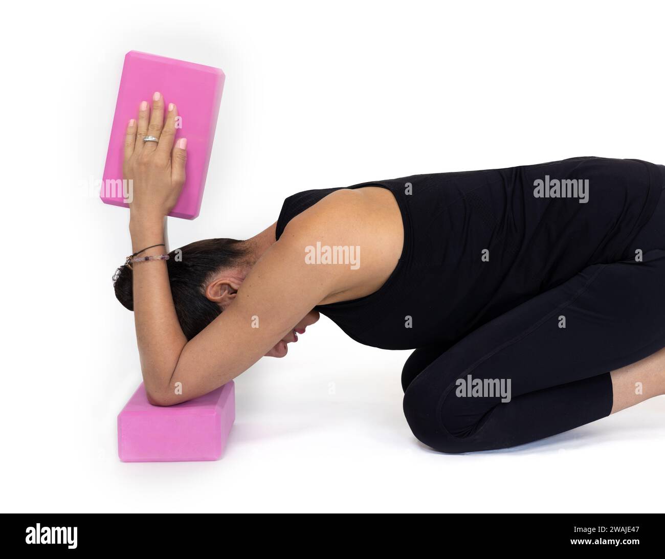 Trauma releasing exercises, senior citizen woman in her sixties ...