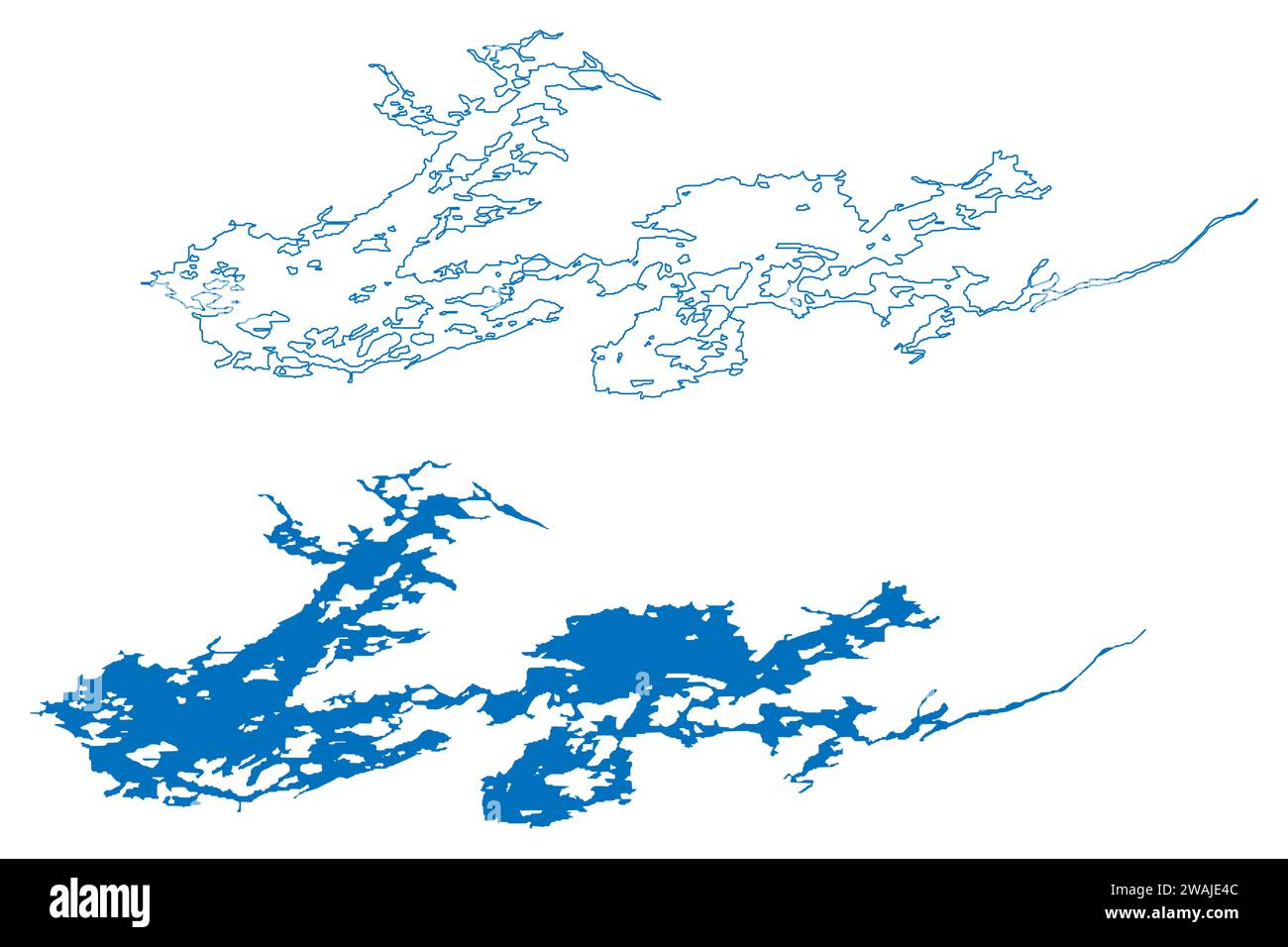RobertBourassa Lake (Canada, Quebec) map vector illustration, scribble sketch Reservoir La