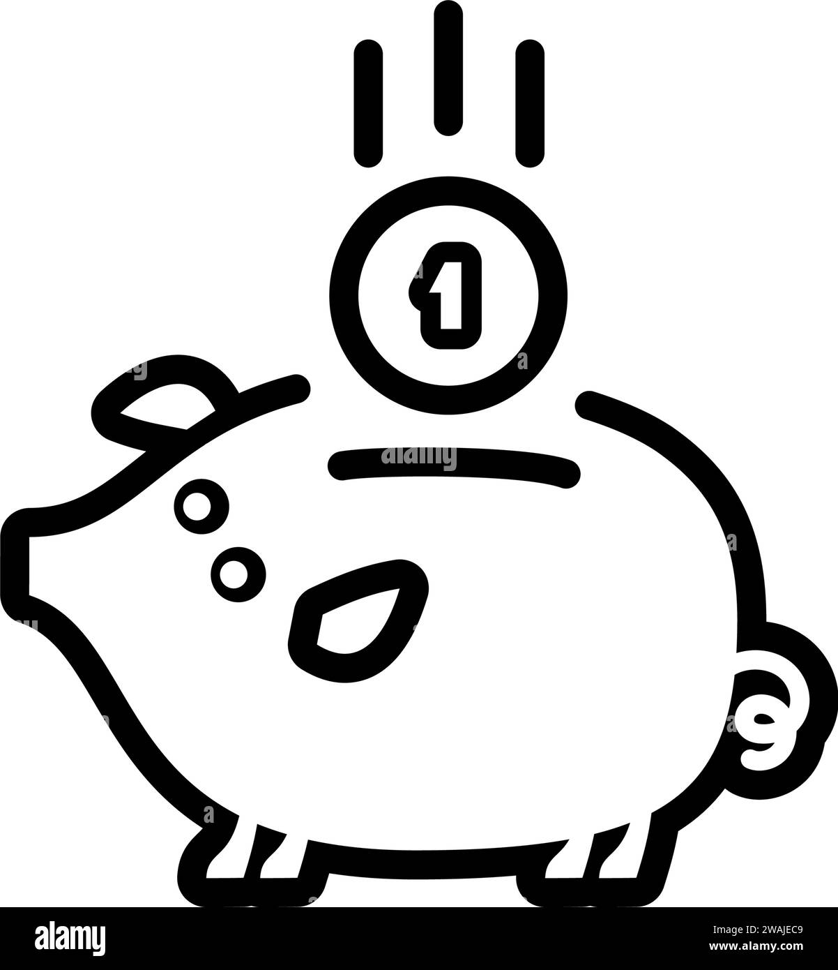 piggy bank icon with coin symbol, made in line style Stock Vector Image ...