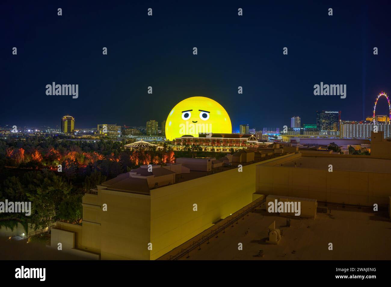 MSG Sphere in Las Vegas, Nevada, at night Stock Photo