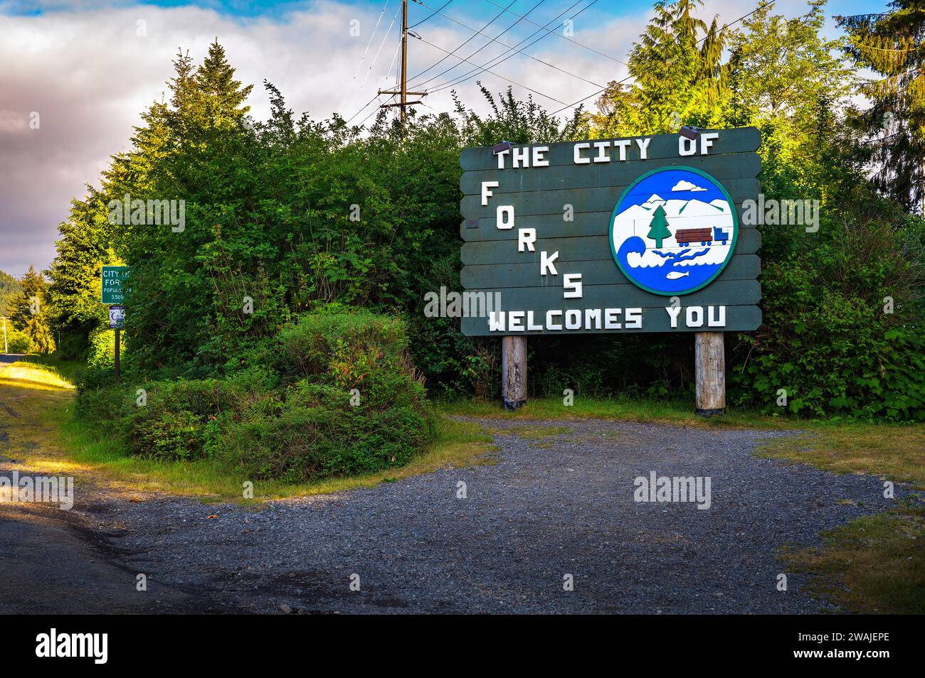 sign for the City of Forks in Washington, USA Stock Photo Alamy