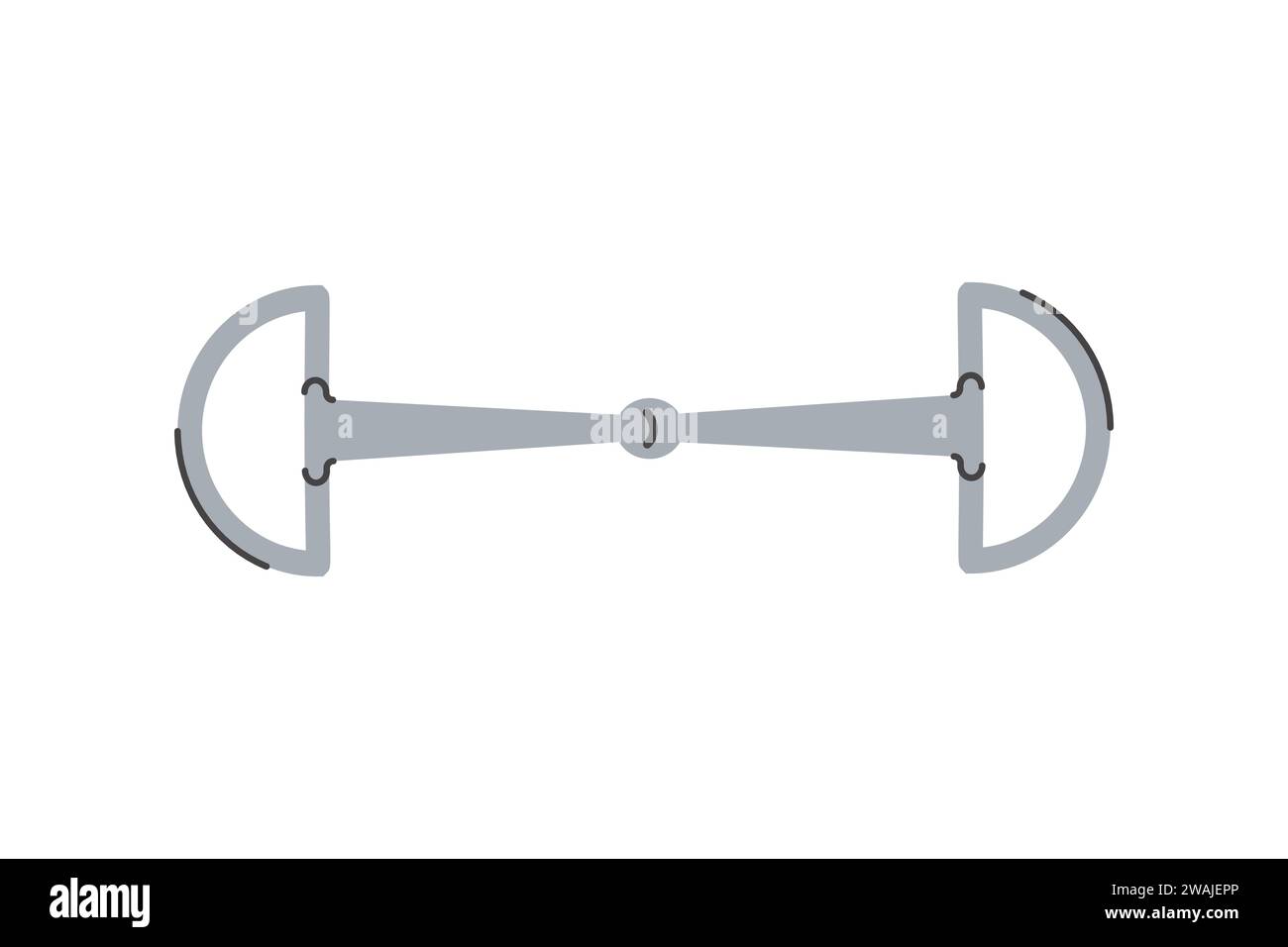 Metal bit. Horse ammunitions part. Educational Equestrian Illustration