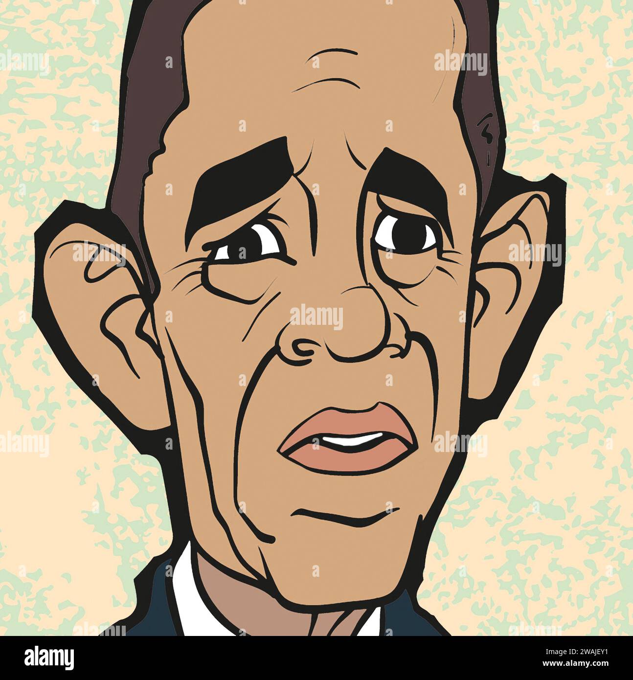 Caricature art of President Barack Obama, 44th president of the United States, Democratic Part member, first African-American president Barack Hussein Stock Photo