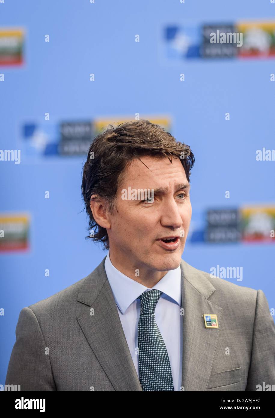 VILNIUS, LITHUANIA. 11th July 2023. Justin Trudeau, Prime Minister of
