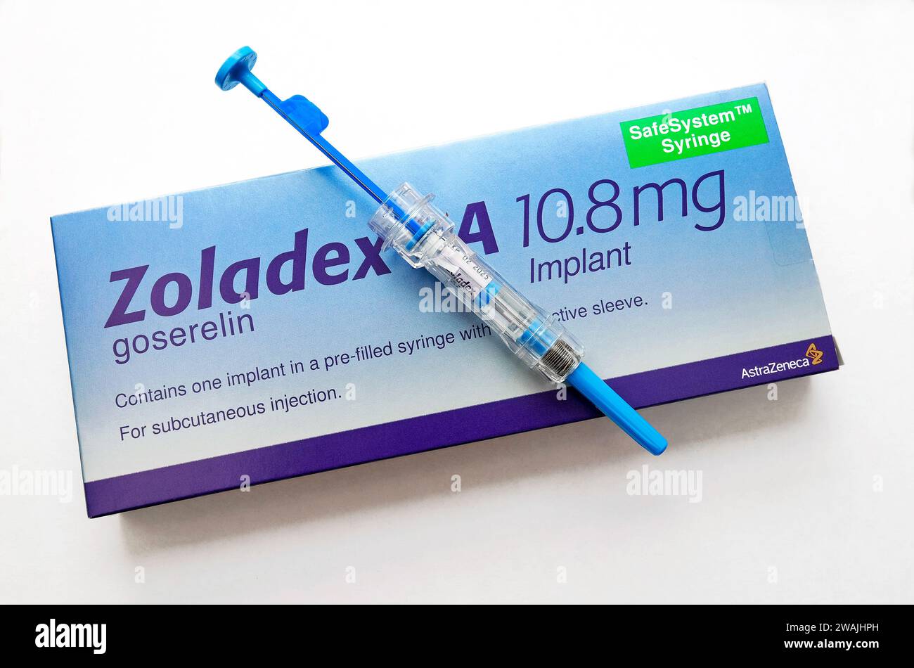 Zoladex goserelin implant syringe on packaging box stock photo alamy