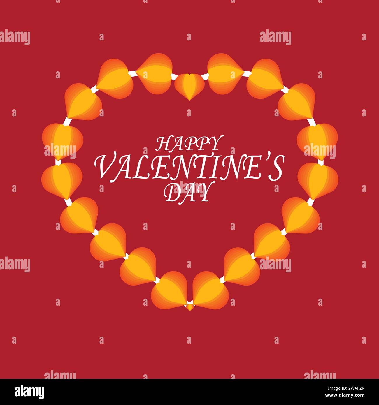 Happy Valentine's Day greeting card with heart shaped garland. Vector ...