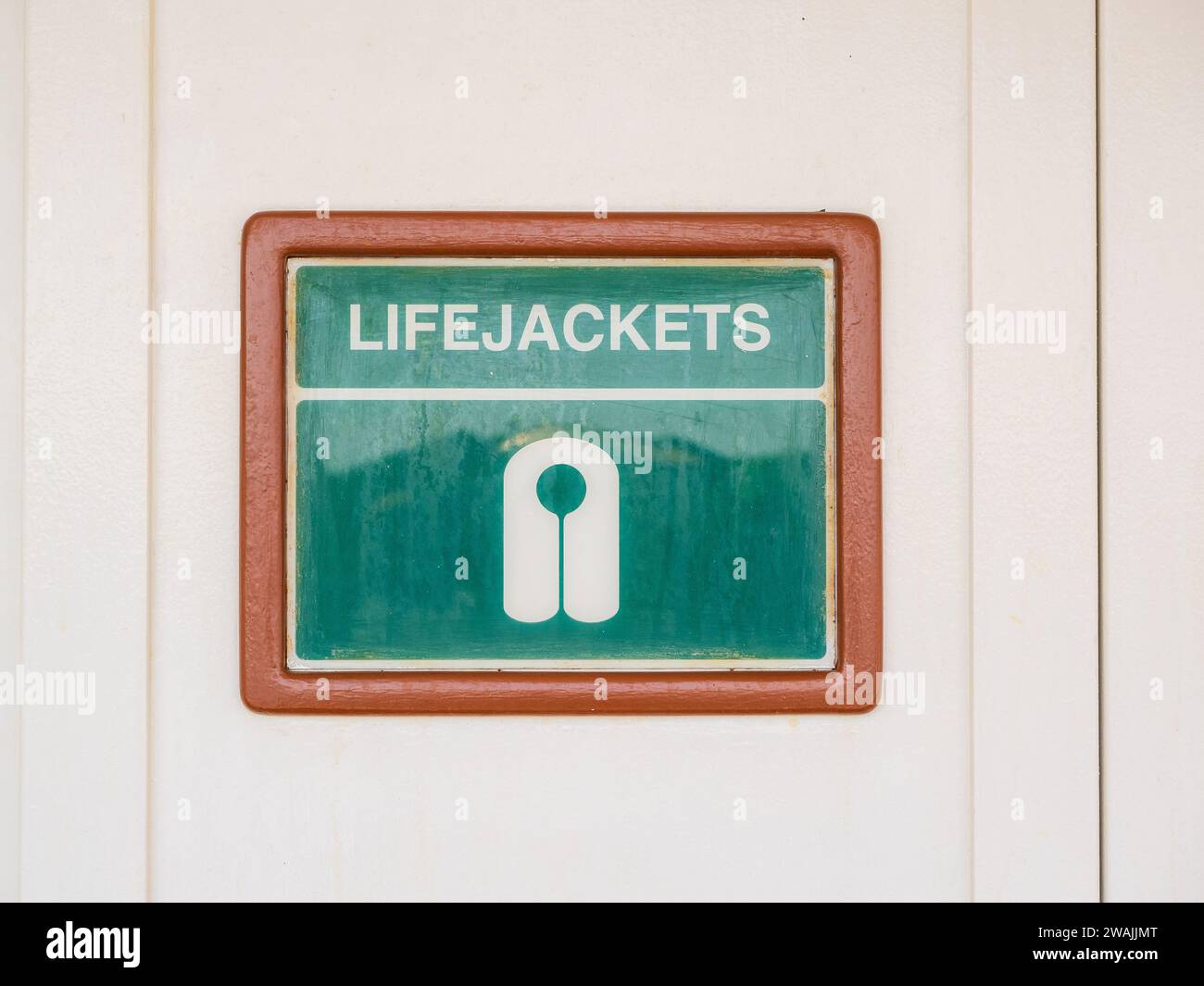 life jacket storage container cupboard on board a merchant cruise liner