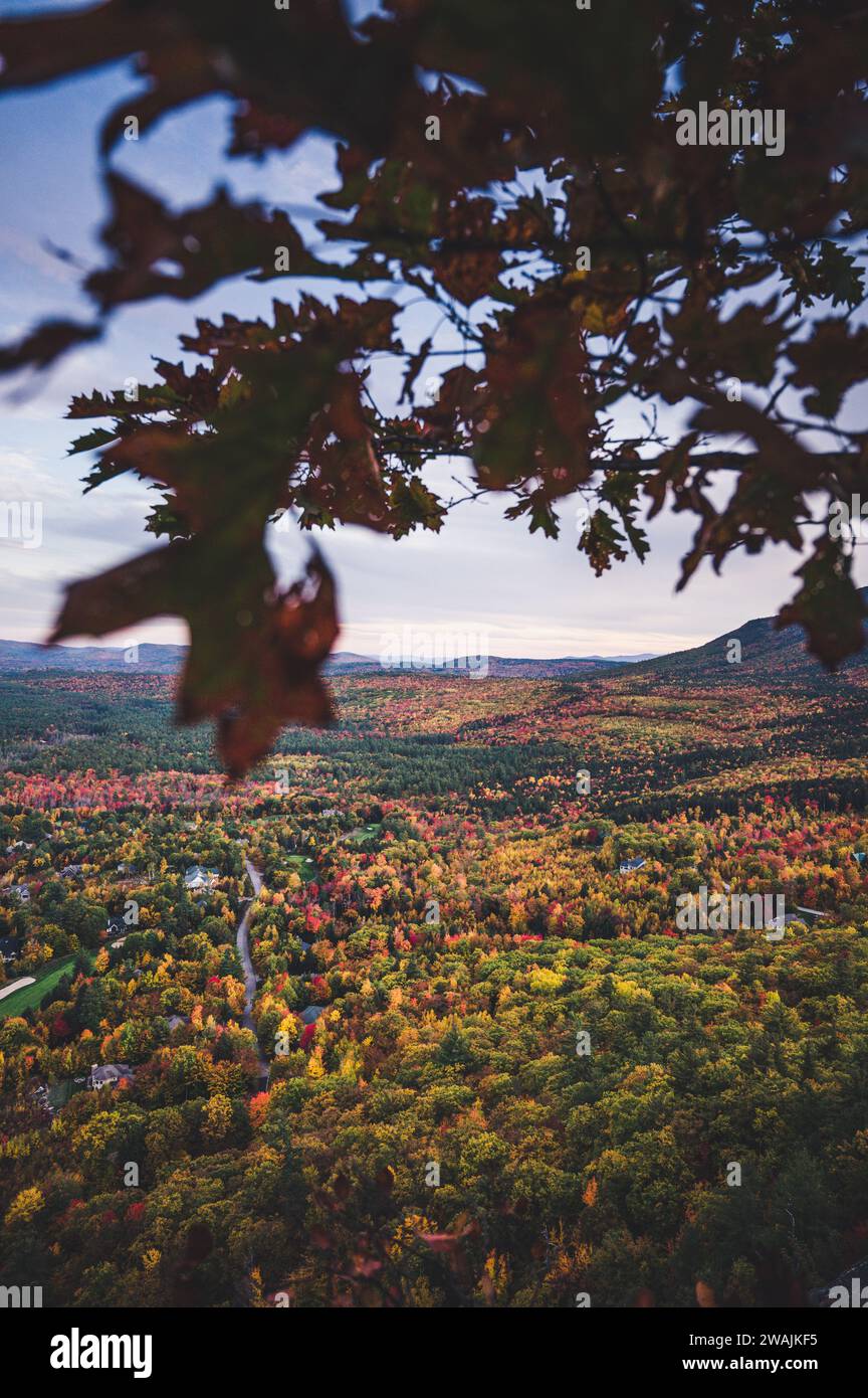 The fall colors glow below Whitehorse Ledge in North Conway, NH Stock Photo Alamy
