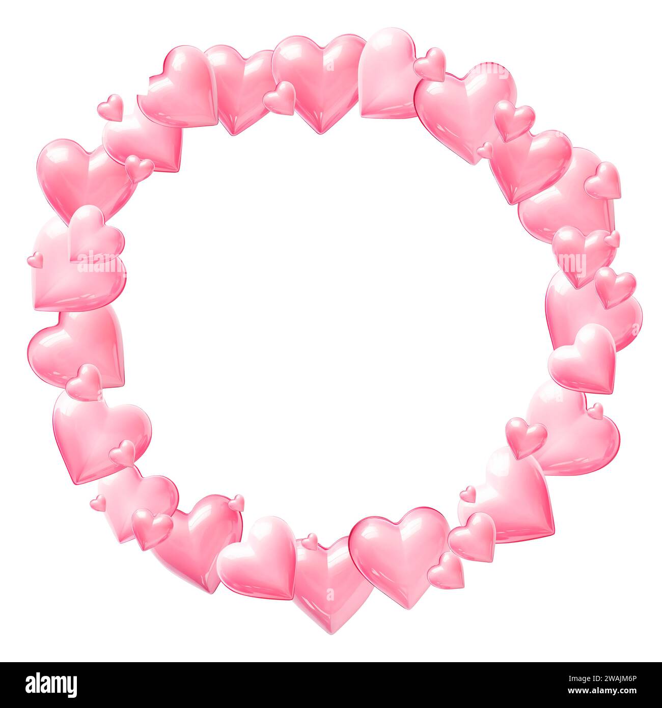 Pink frame with hearts for Valentine's day. Isolated on white ...