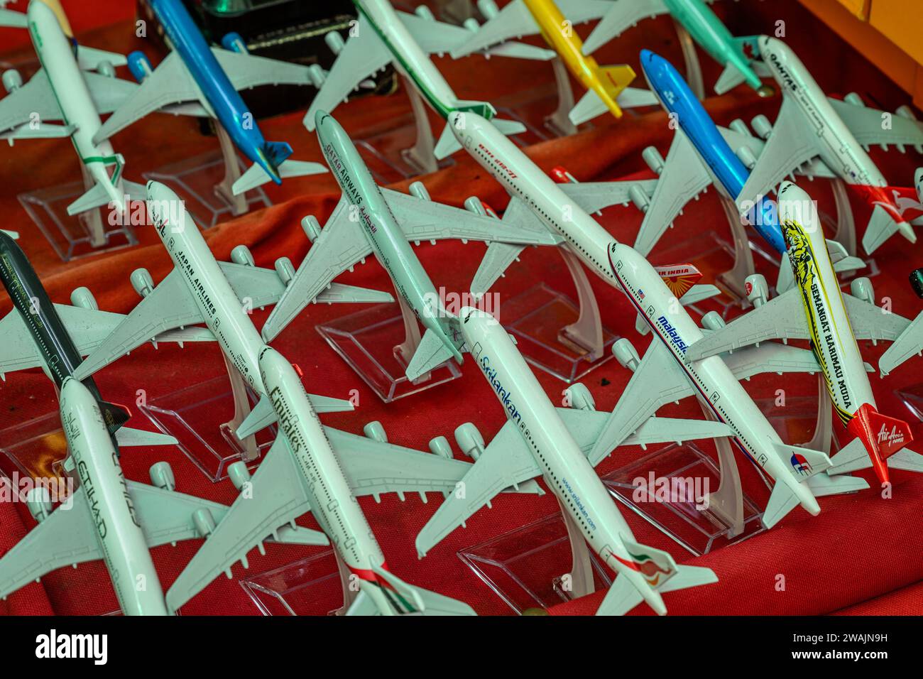 Model aircraft on sale in a Malaysian market Stock Photo