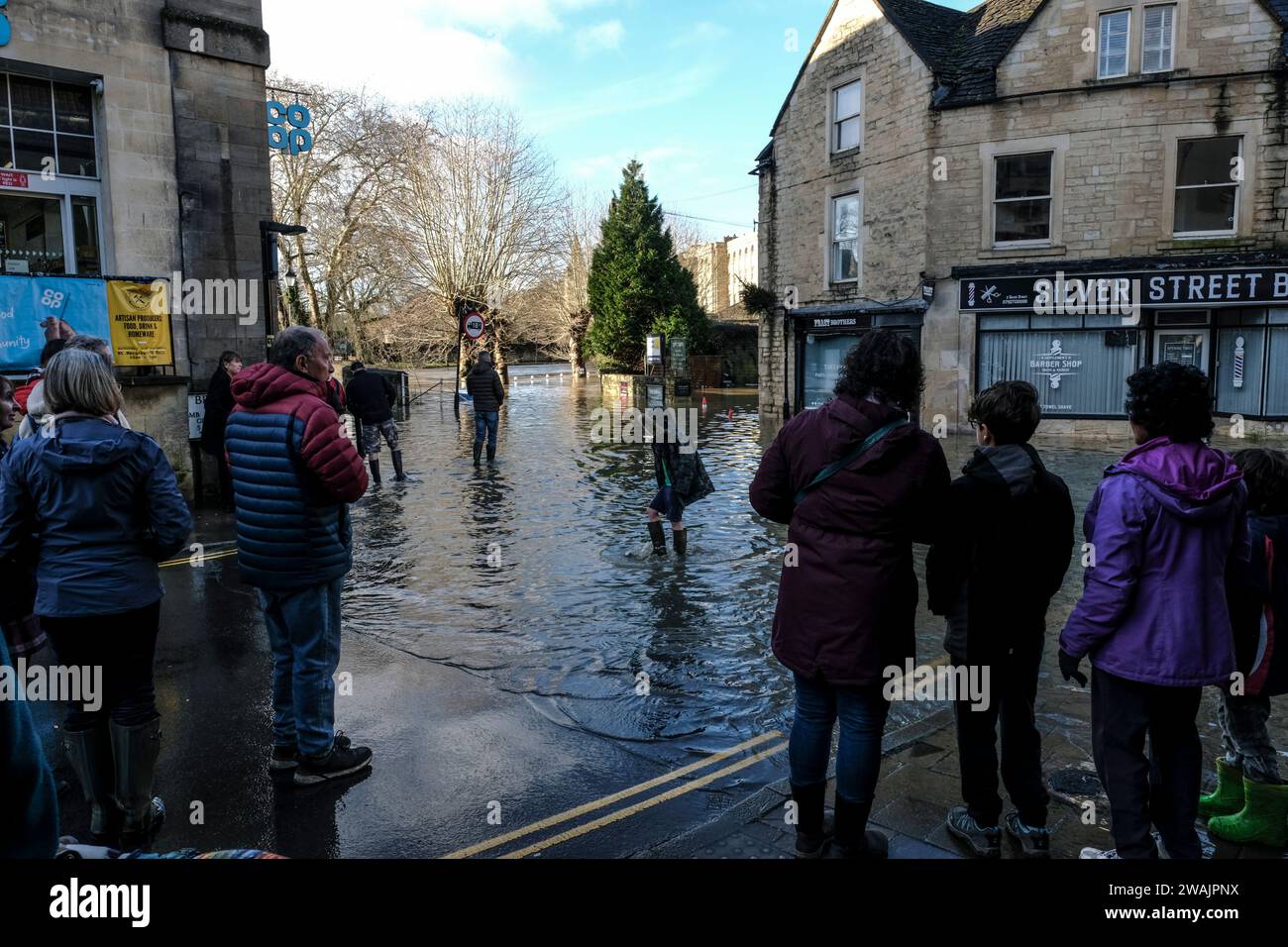 BradfordonAvon, UK. 5th Jan, 2023. River Avon has burst its banks and