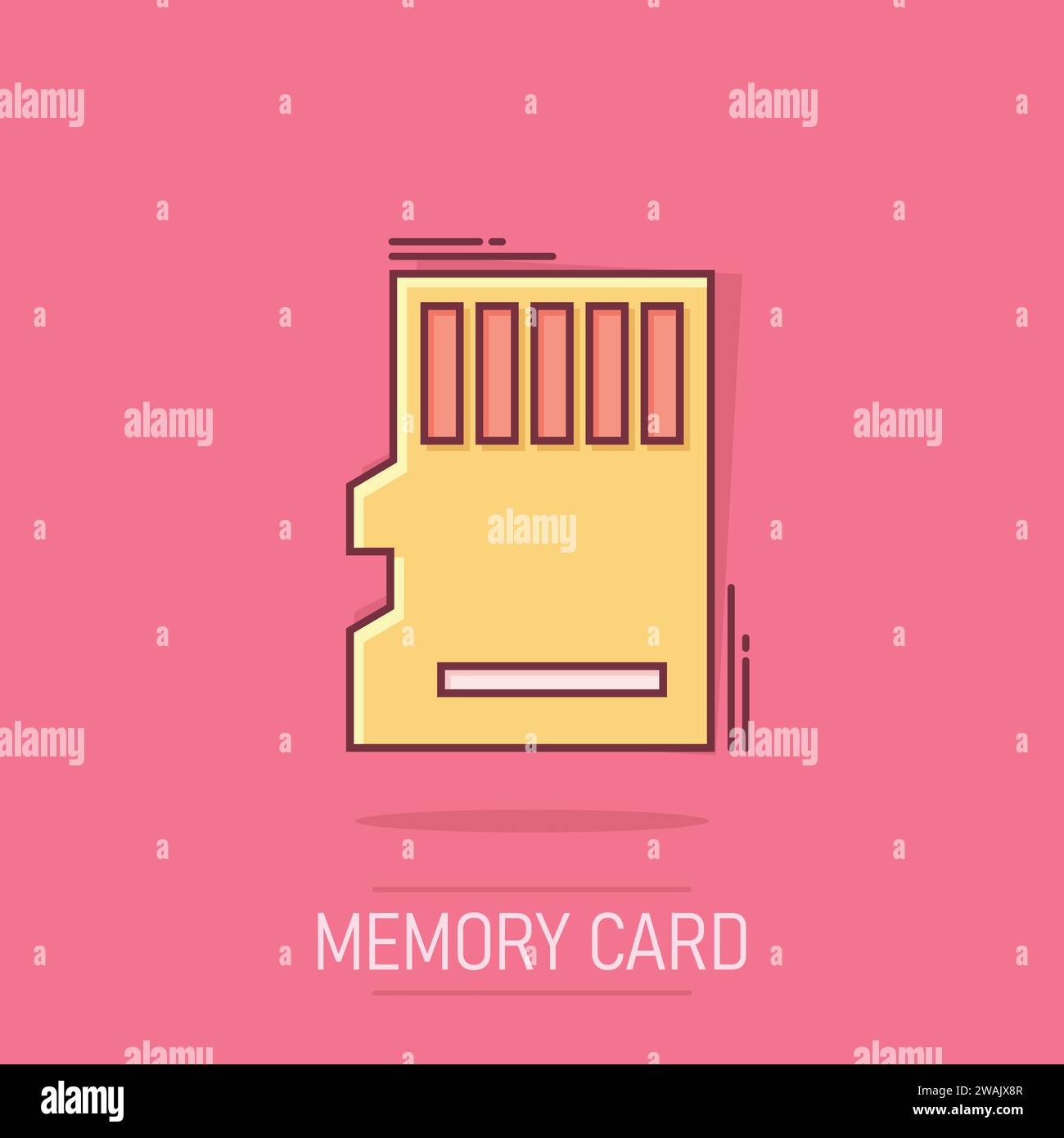 Micro SD card icon in comic style. Memory chip vector cartoon ...