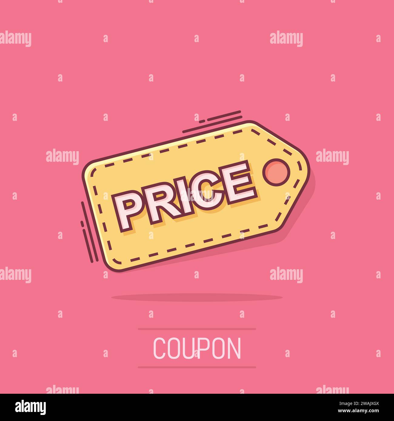 Price coupon icon in comic style. Price tag vector cartoon illustration
