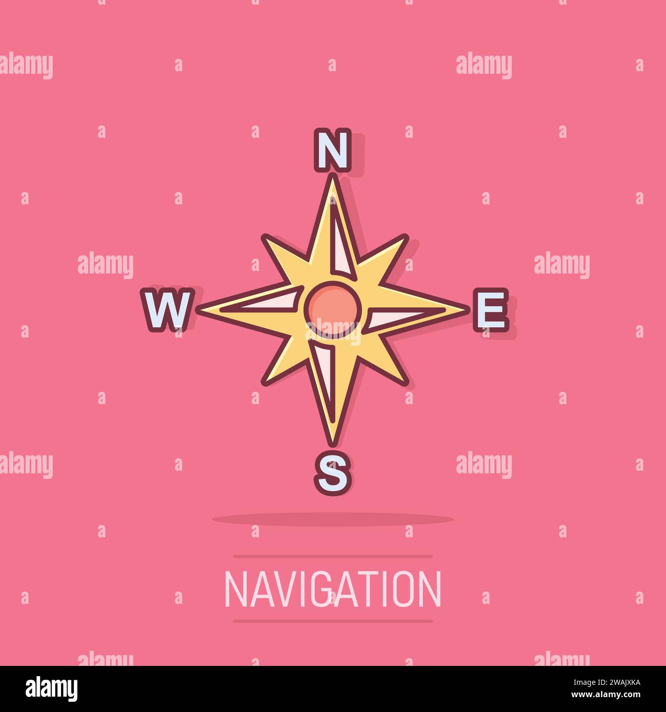 Global navigation icon in comic style. Compass gps vector cartoon ...