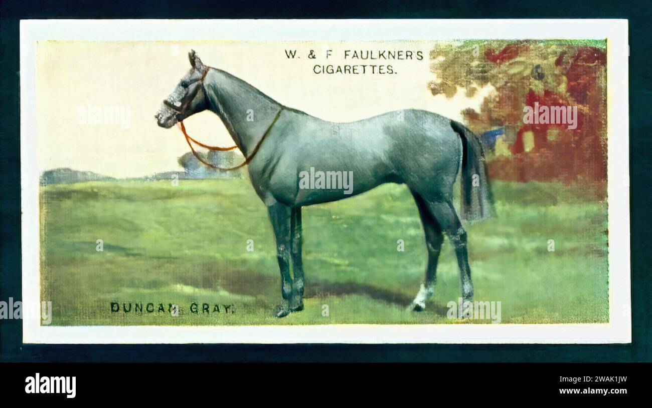Racehorse, Duncan Gray - Vintage Cigarette Card Illustration, Horse Racing Stock Photo