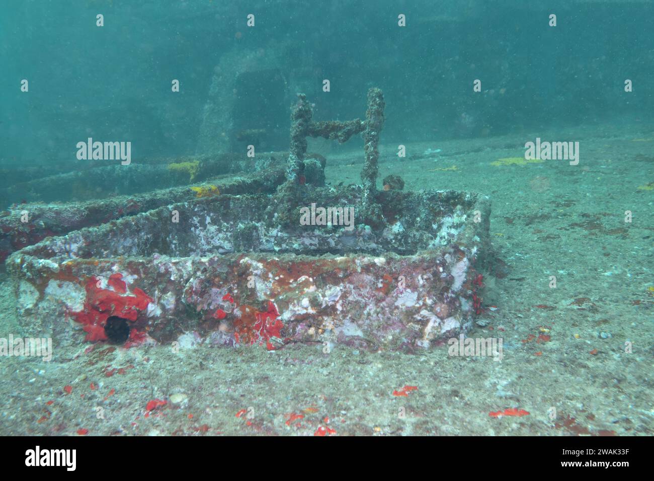 Hatchway and Ladder on the Wreck of the Royal Navy of Oman ship Al Batinah Stock Photo