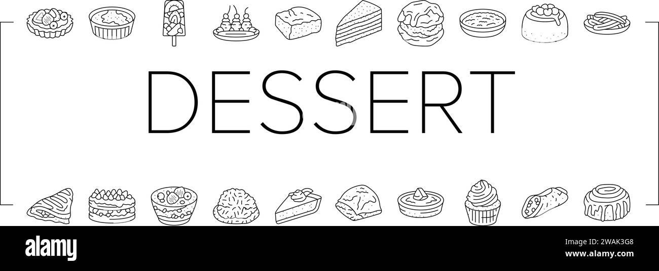 dessert sweet food cake candy icons set vector Stock Vector Image & Art ...