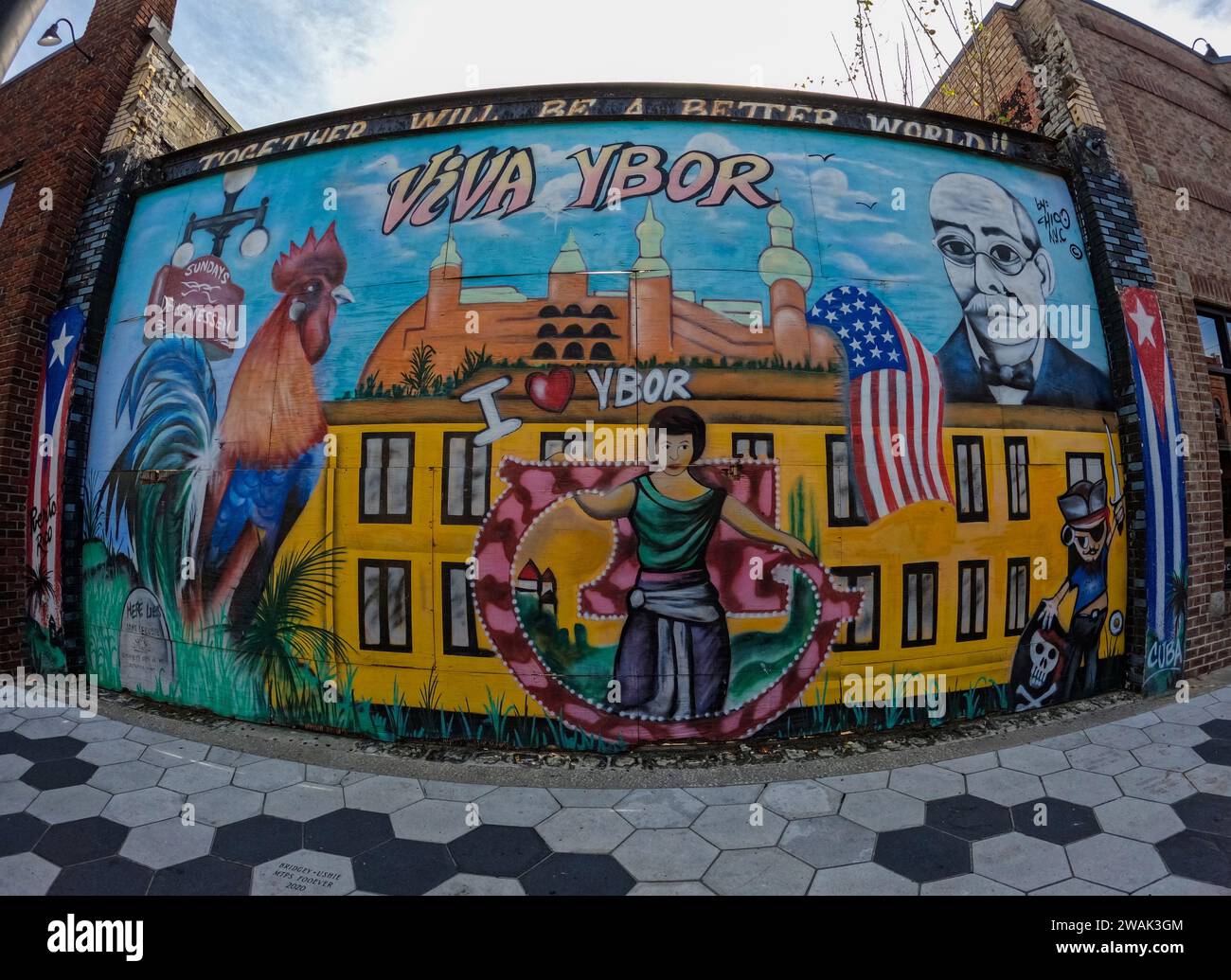 A colourful mural in Ybor City, Tampa, Florida, USA Stock Photo Alamy