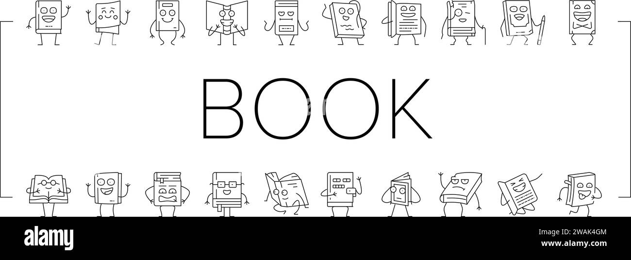 book character education library icons set vector Stock Vector Image ...