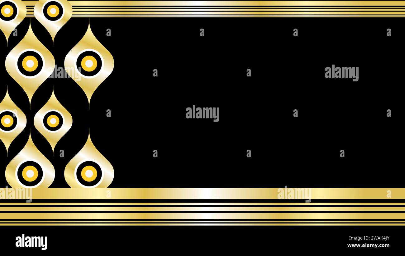black luxury golden retro background in vector format Stock Vector