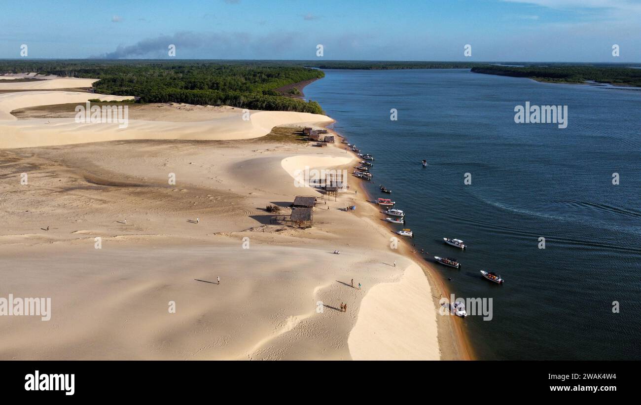 Sand dunes on the Parnàiba Delta in Brazil. Stock Photo