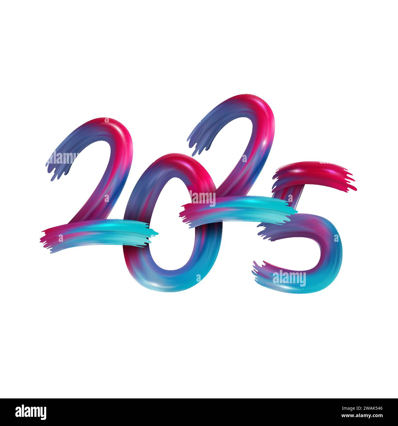 Happy New Year 2025. Abstract text From The Smears Of Acrylic Paint