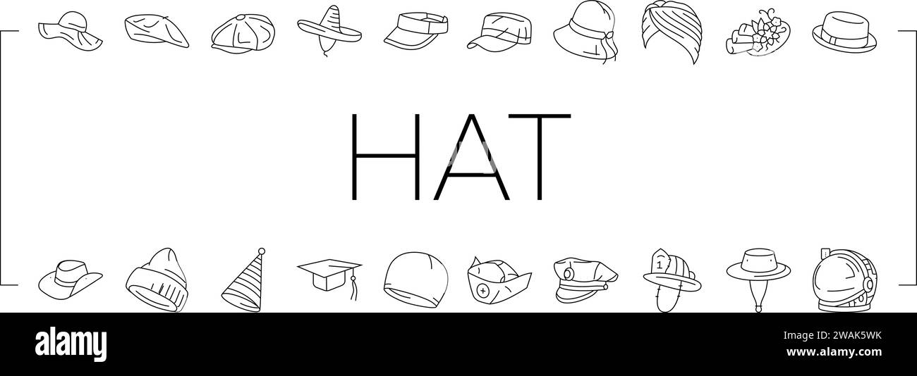 hat cap female fashion icons set vector Stock Vector Image & Art - Alamy