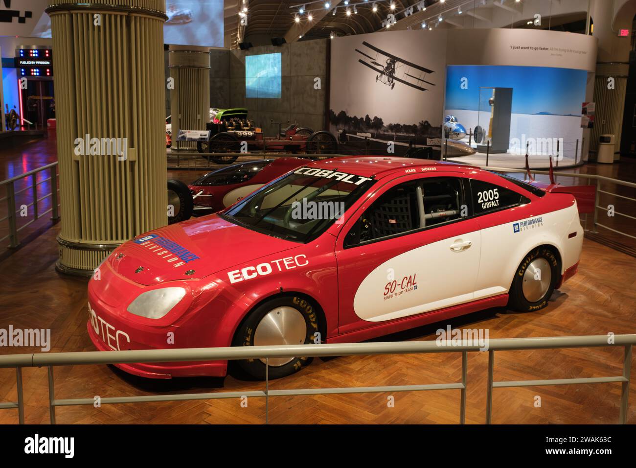 2004 Chevrolet Cobalt SS land speed car on display at The Henry Ford Museum of American Innovation, Dearborn Michigan USA Stock Photo