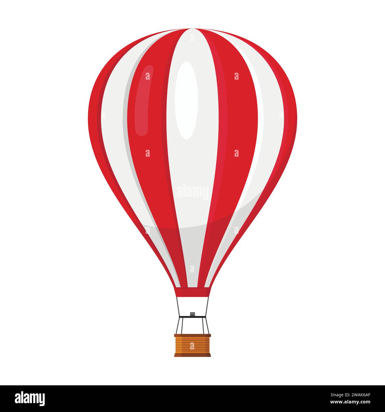 Aerostat Balloon transport with basket icon isolated on white background, Cartoon air-balloon ballooning adventure flight, ballooned traveling flying Stock Vector