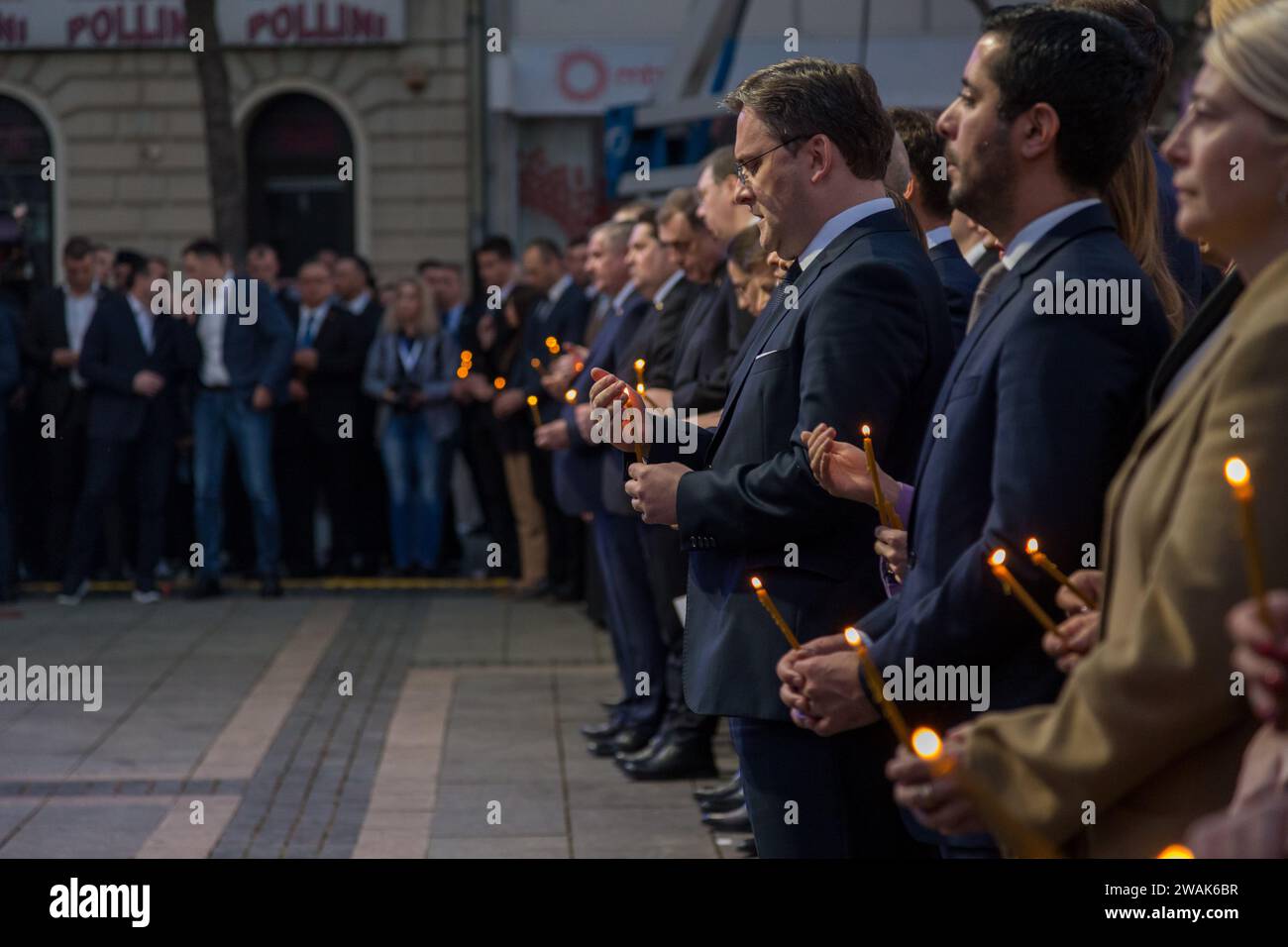 Beijing, Serbia. 24th Mar, 2023. Serbian government officials attend a ceremony marking the Remembrance Day of victims of the 1999 NATO aggression against the Federal Republic of Yugoslavia in Sombor, Serbia, March 24, 2023. Credit: Shi Zhongyu/Xinhua/Alamy Live News Stock Photo