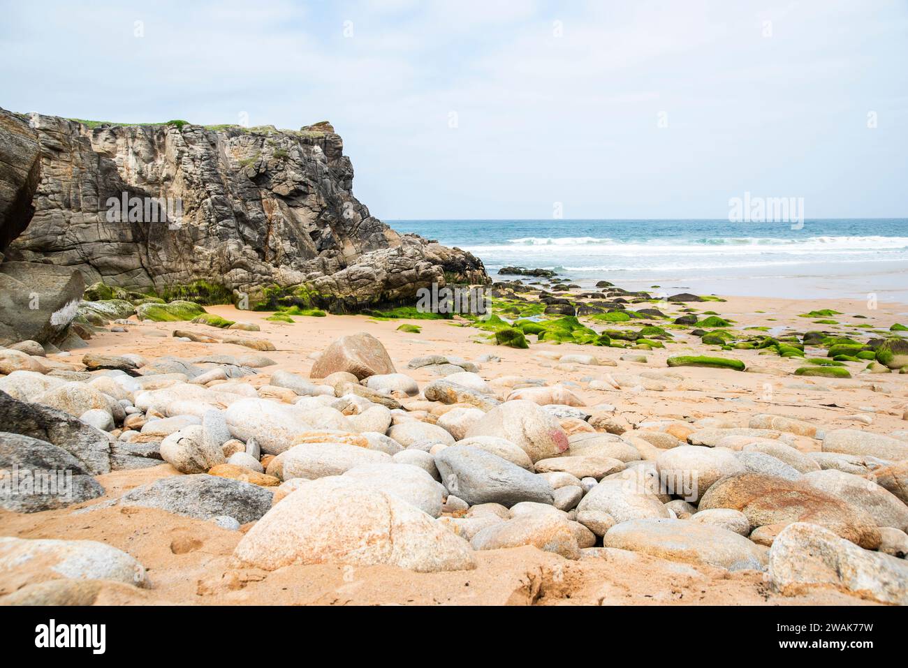 A beautiful rocky sandy beach in France on the Atlantic Ocean Stock ...