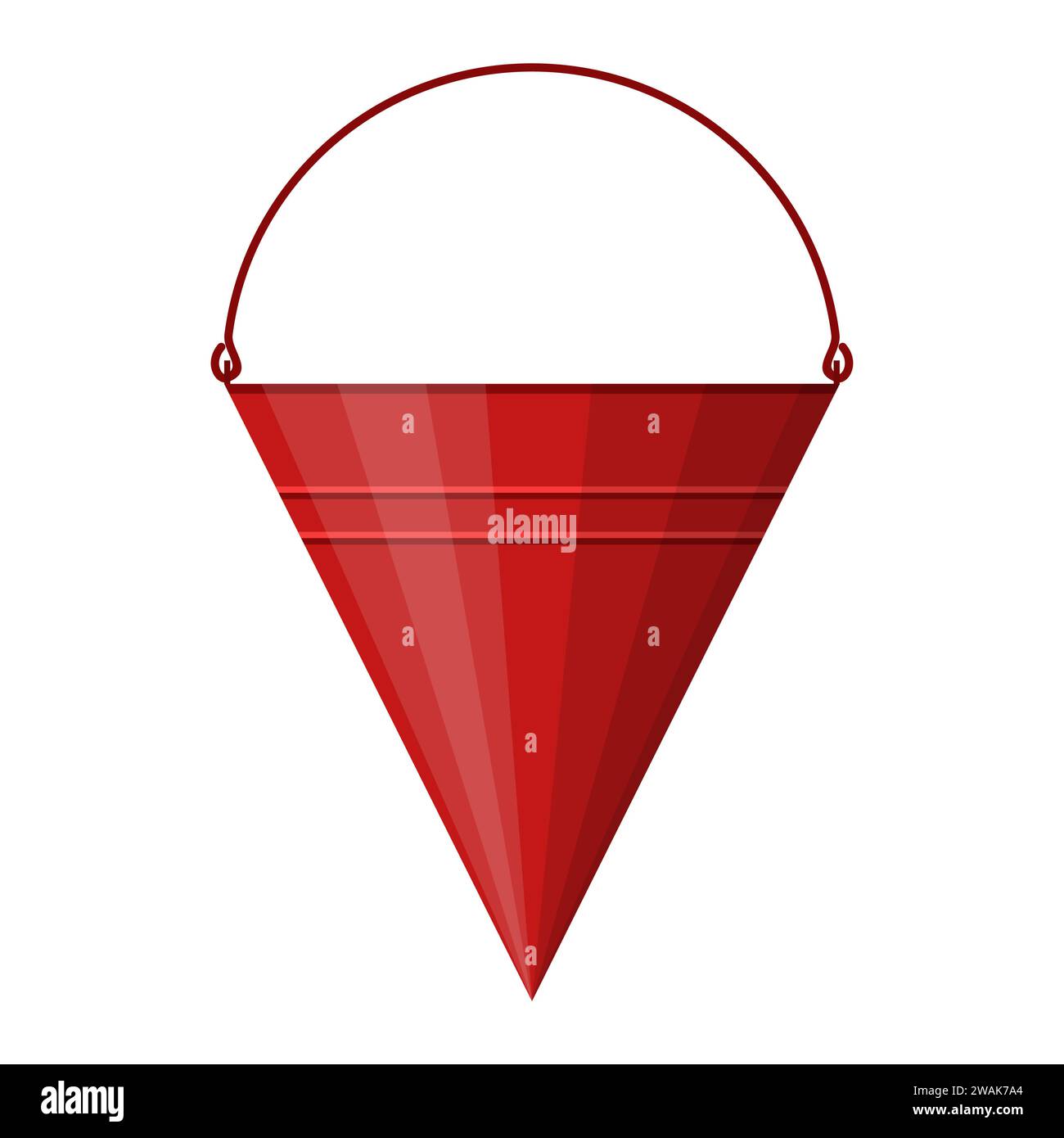 Red cone fire bucket for fire fighting isolated on white background