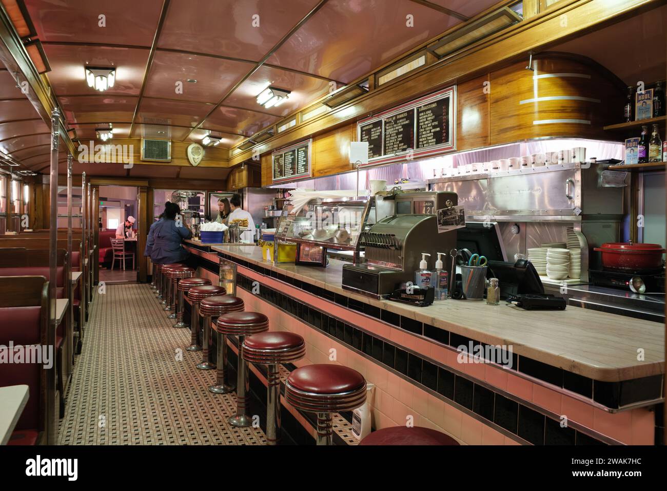 Lamy's Diner, built by the Worcester Lunch Car Company and opened in Marlborough, Massachusetts 1946, at The Henry Ford Museum Stock Photo