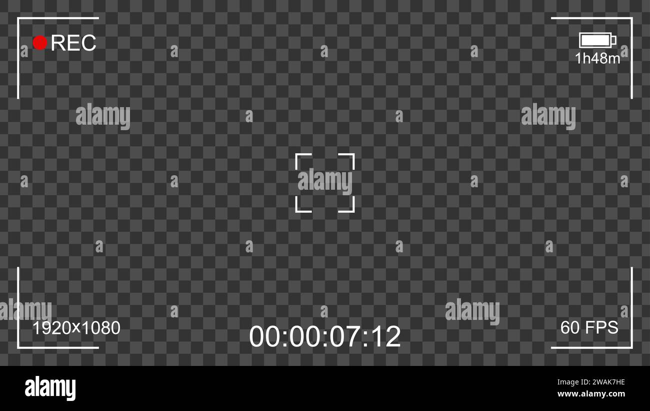 Camera rec interface viewfinder with transparent background, digital
