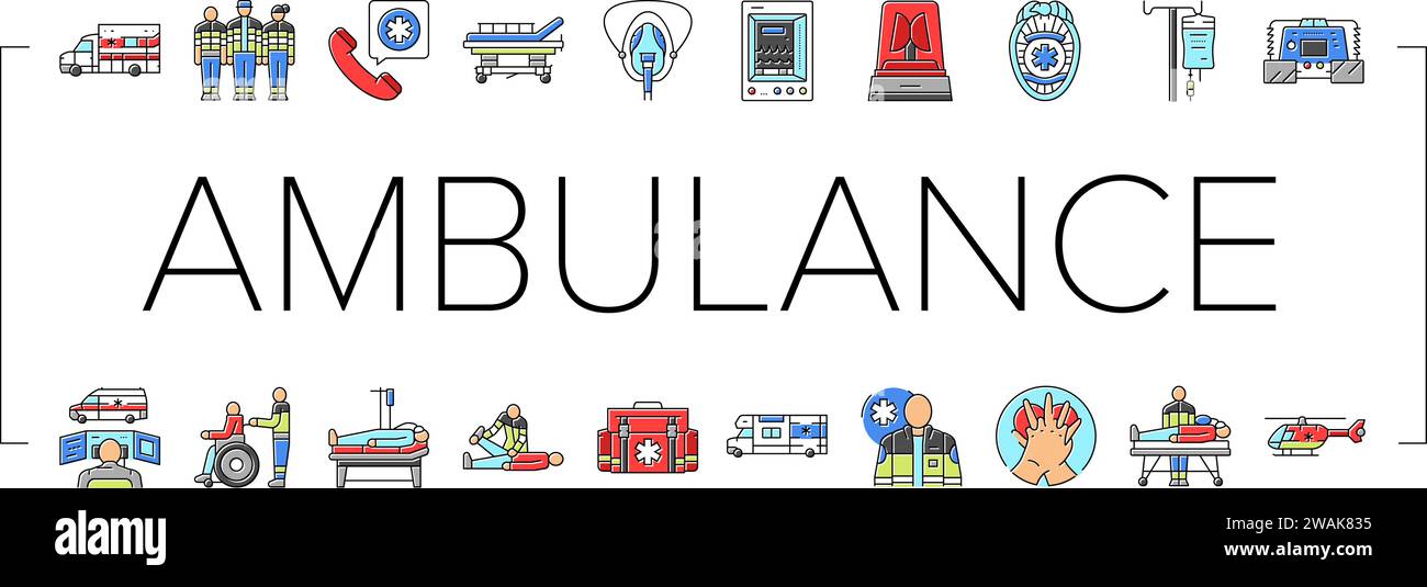 ambulance doctor hospital icons set vector Stock Vector Image & Art - Alamy